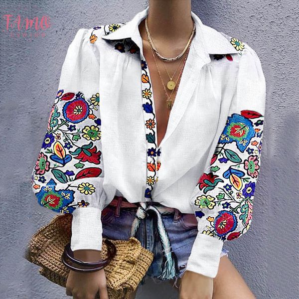 

tunic women blouse womens fashion long sleeve v collar button shirt casual chemisier femme 4, White