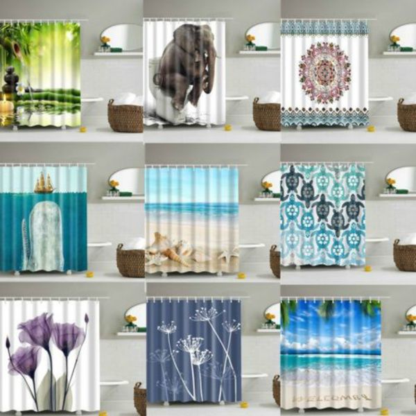 

stylish design solid polyester bathroom shower curtain waterproof with hooks au