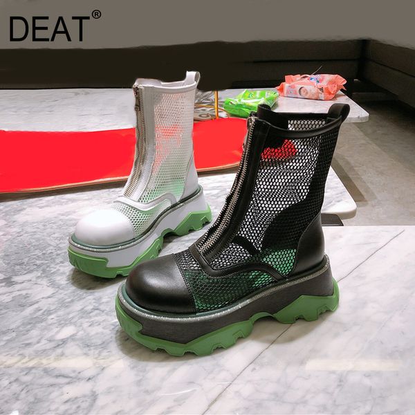 

deat] 2020 передняя молния сетки выдалбливают хит цвет одной обуви женщины толстым дном прохладные сапоги новая весна лето мода 10h330, Black