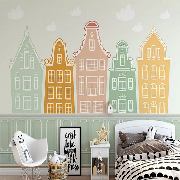 

new custom large mural 3d wallpaper cartoon nordic modern house children's bedroom mural tv back wall decor deep 5d embossed