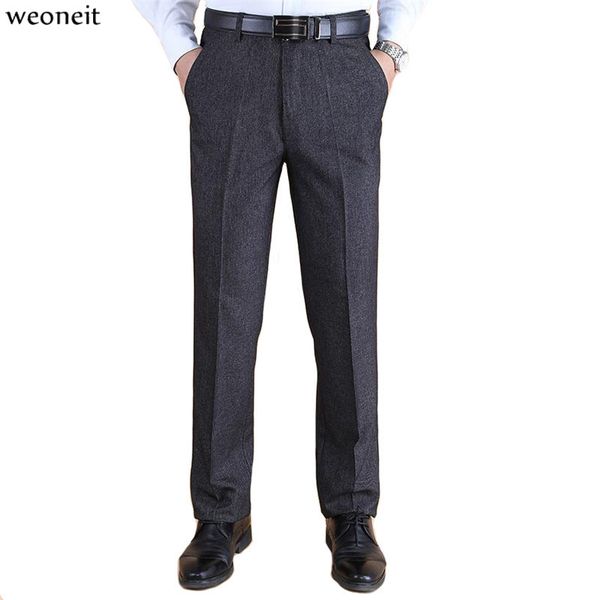 

weoneit men's thick suit pants 2019 men's trousers business dress autumn and winter straight high wasit pants large size 30-39, White;black