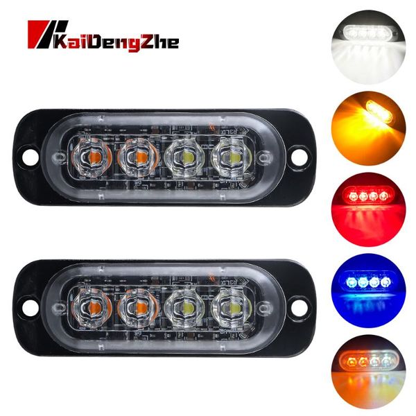 

ultra thin 4 chips car led strobe light emergency light grill breakdown auto flashing for suv truck motorcycle 12-24v lightbar