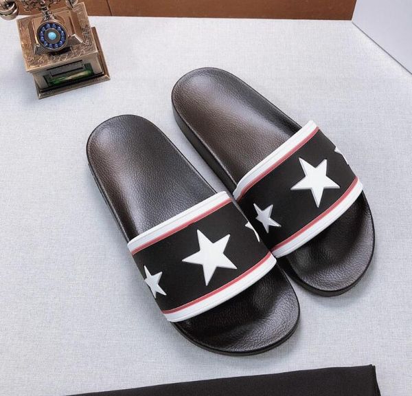 

paris designer italian causal slippers mens womens summer pantoufles beach sandals star slide sandals outdoor beach flip flops 35-46, Black