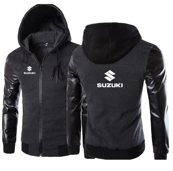 

leather sleeve slim jacket for motorcycle hoodies men sweatshirt male hoody bomber tracksuit autumn winter warm hoodies h