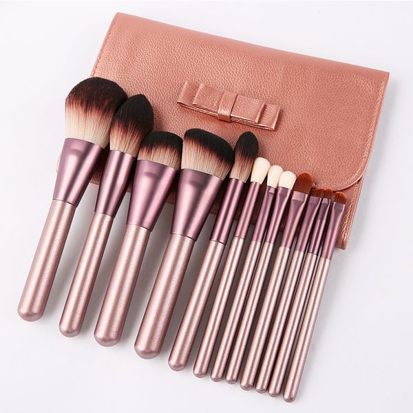 

wholesale 12pcs makeup brush set kit 12 pieces wooden makeup brushes premium synthetic kabuki foundation eyeshadow brush cosmetic brushes