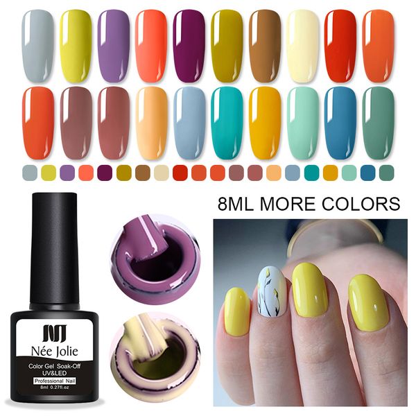 

nee jolie spring lake-blue orange yellow nail gel polish purple series led uv soak off gel varnish for diy nail design 8ml, Red;pink