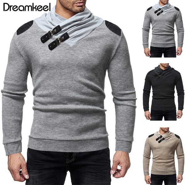 

pullover men 2018 new brand patchwrok neck line sweaters men autumn slim fit knitted winter christmas sweaters -3xl y, White;black