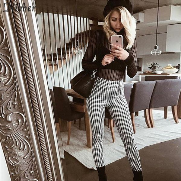 

nibber fashion cotton comfortable women plaid pants 2019 simple sweatpants side stripe trousers casual elastic pants joggers, Black;white