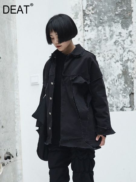 

deat] 2019 новая весна нагрудные с длинным рукавом личность cut выдолбить нерегулярное сыпучие куртки женщины пальто мода tide jh438, Black;brown