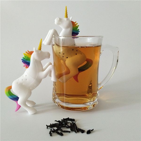 

new creative food-grade unicorn shape silicone tea infuser strainers filter loose tea bag leaf herbal spice filter diffuser