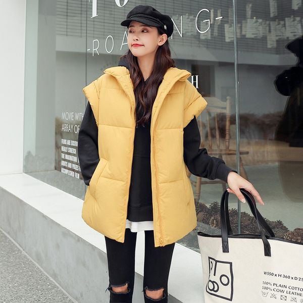 

pockets sleeveless hooded cotton-padded print coats women fashion outerwear winter green vest kamizelka chalecos para mujer #t, Black;white