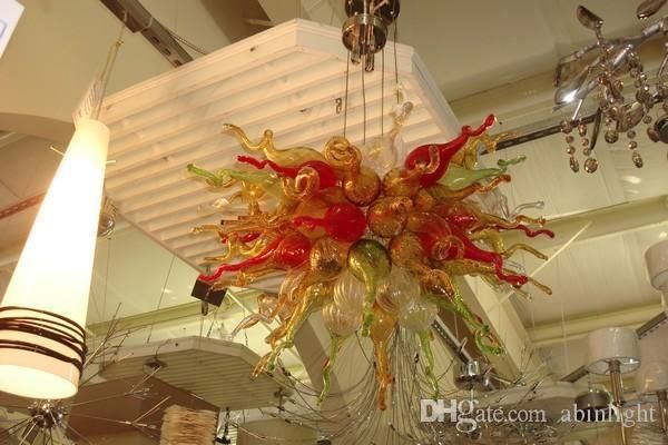 

art deco glass material led chandelier light multi color blown murano glass pendant lamps for home l bar office decoration