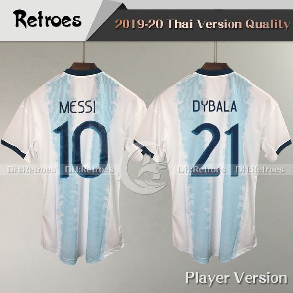 

player version 2019 copa américa argentina home soccer jerseys #10 messi #21 dybala 19/20 soccer shirt 2019/20 national team football shirt, Black;yellow