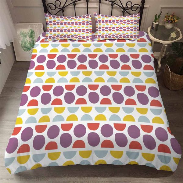 

helengili 3d bedding set geometric circle print duvet cover set bedcloth with pillowcase bed home textiles #yc-27