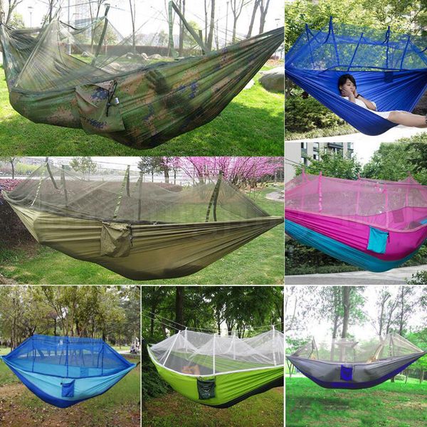 

mosquito net hammock 12 colors 260*140cm outdoor parachute cloth field camping tent garden camping swing hanging bed kka3760