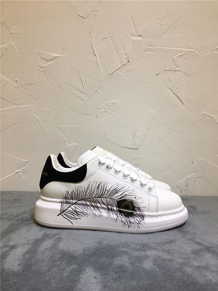 

new high-end brand 3d printing couple white shoes lace-up printing fashion wild casual sports shoes shoes 25, Black