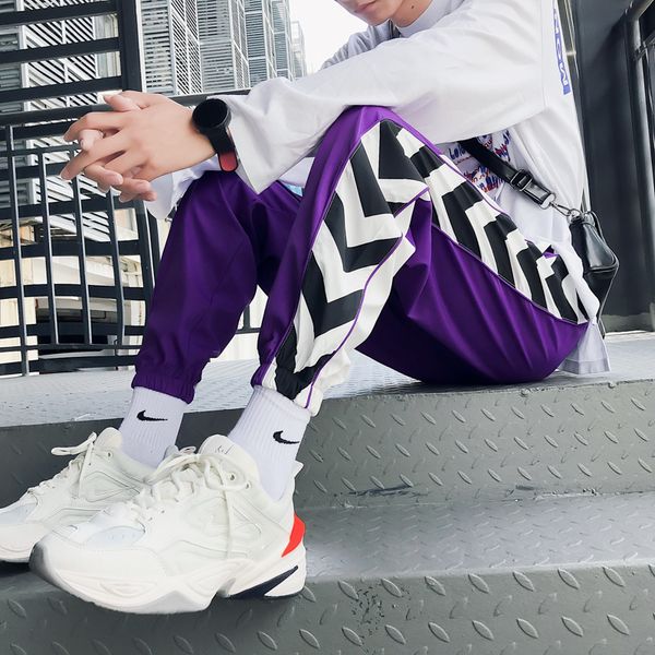 

purple sweatpants men plus size casual printed fashion men pants hip hop leisure movement trousers brand pencils joggers, Black