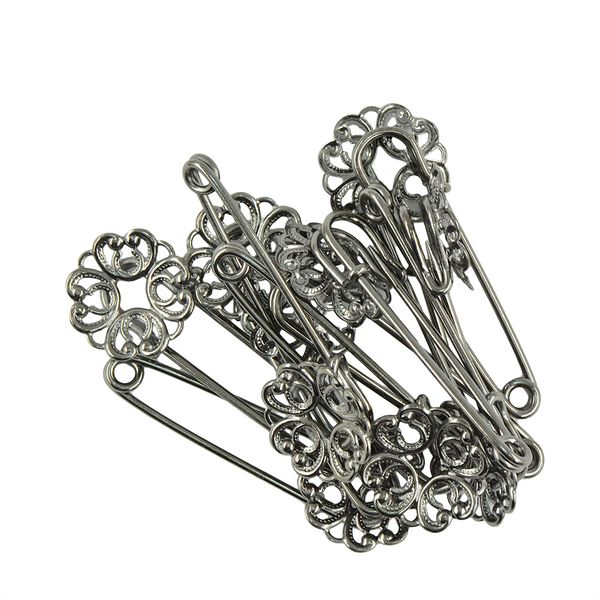 

flower & heart shaped copper hijab pin brooch diy handmade jewelry finding 10pieces for women girls, Gray