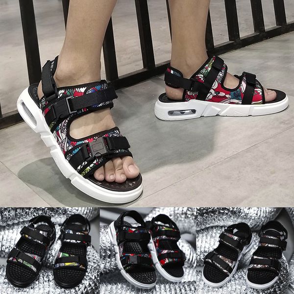 

onto-mato 2019 new arrival men's summer casual beach shoes buckle air cushion non-slip sandals zapatos de hombre dropshipping 40, Black