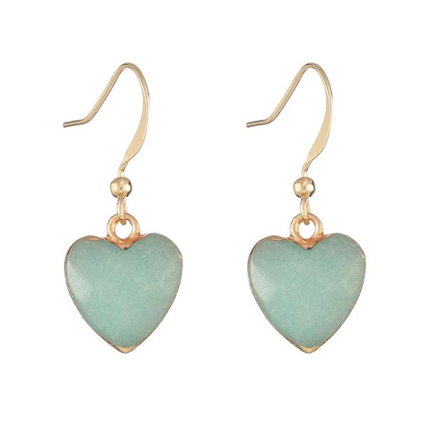 

мода формы сердца меди с каменной серьги природы для девочек, Silver