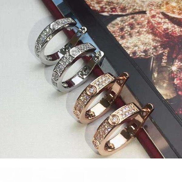 

new famous brand 316l stainless fashion steel brand love stud earring with all diamond for mother and women earring, Golden;silver