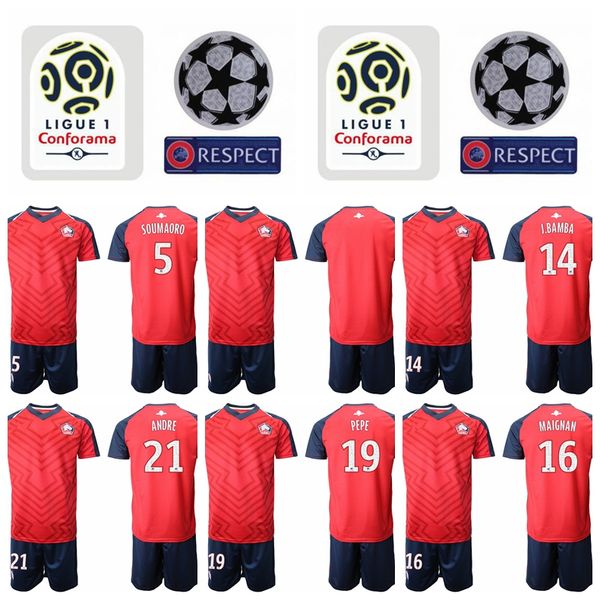 

Lille 14 Jonathan Bamba Jersey Set 2019 2020 Men Soccer 19 Nicolas Pepe 7 Rafael Leao 12 Jonathan Ikone Football Shirt Kits Uniform