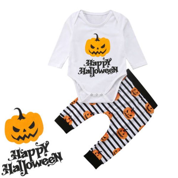 

cute newborn dress clothes halloween newborn baby boy girl outfit clothes romper bodysuit pants 2pcs set clothes, Pink;blue