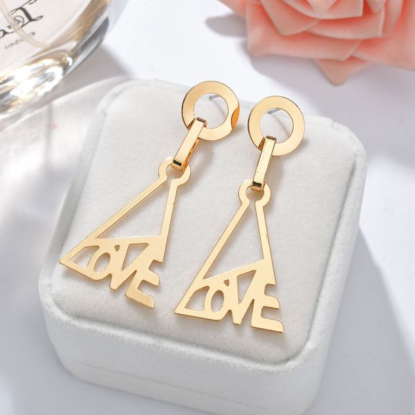 

2019 love letter triangle metal alloy pendant earring women female dangling earrings diy craft for jewelry making gift, Silver