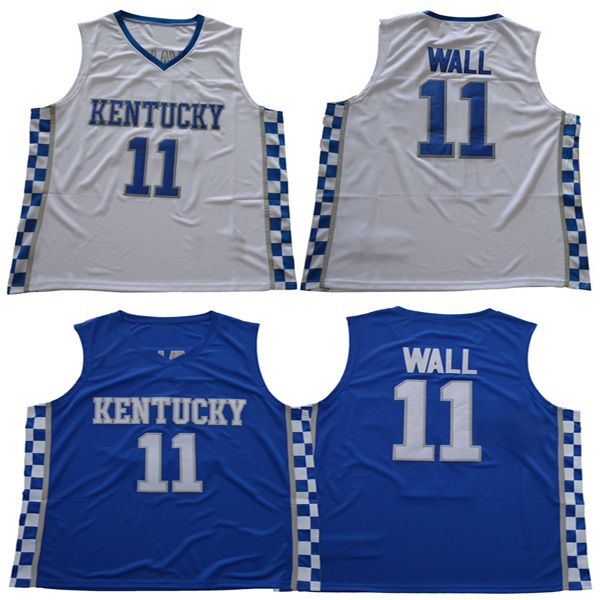 Männer 11 John Wall Custom Kentucky Wildcats College Jerseys blau weiß fertigen genähten Jersey der Universitätsbasketballabnutzung für Erwachsene an