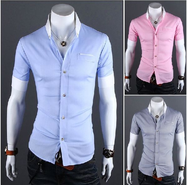 

casual slim fit mens dress shirts cotton casual shirt turn-down collar shirts for men, White;black