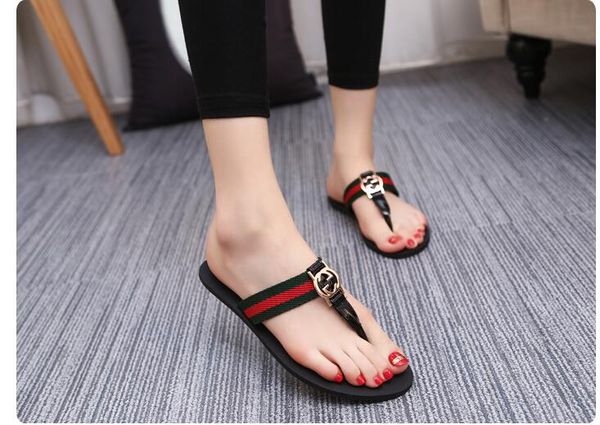 

2019 ummer new bow flat flip flop women 039 fa hion wear flat with clip on andal 35 40, Black