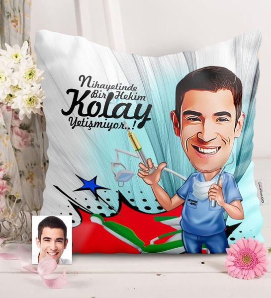 

personalized mr dentist caricature of satin pillow-4 pillow case