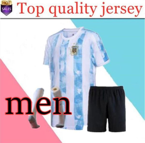 

2020 2021 argentina home soccer jersey kits+socks 20 21 messi dybala maradona aguero di maria higuain football shirts, Black
