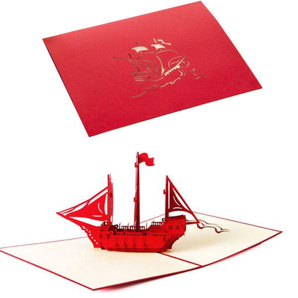 

3d up greeting card sailing ship christmas birthday thank you valentine card d08d