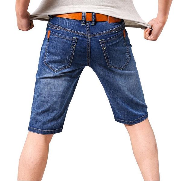 

quanbo brand clothes 2019 new summer men's blue denim shorts business casual elastic jeans short slim fit straight men shorts, White;black