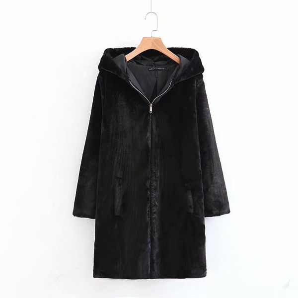 

xz75-1893 european and american fashion faux fur coat, Black;brown