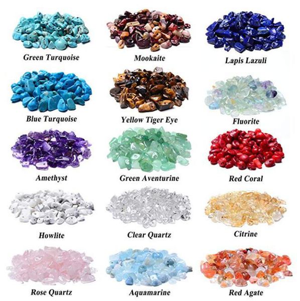 

natural chips irregular 15 color assorted box set loose beads 7~8mm crystal energy stone healing power (plastic box is included, Silver