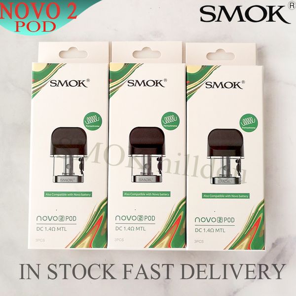 

100% Authentic SMOK Ново 2 Empty Pod 2мл Vape Картриджи с Mesh 1.0ohm DC MTL 1.4ohm Катушки Смок Pod 3шт упаковки Vape картриджей
