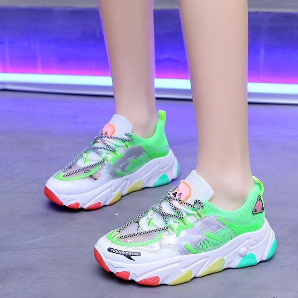 

weweya women chunky sneakers designers mixed colors lace up running shoes platform woman fashion casual trainers female footwear
