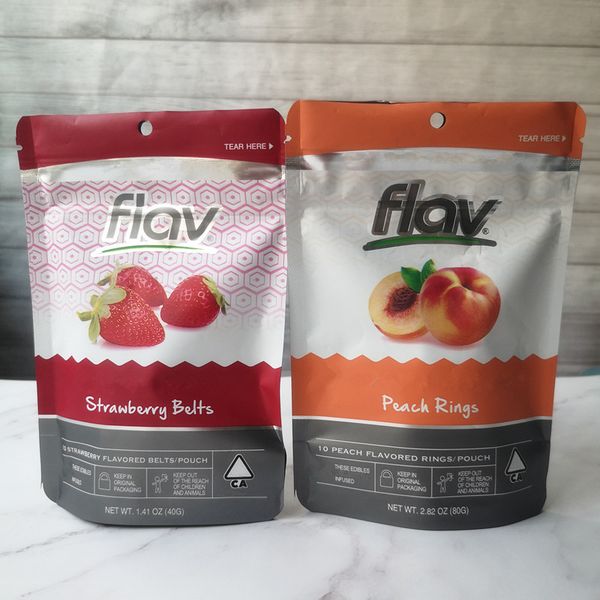 

New flav our gummy mylar bag trawberry belt peach ring patch packaging gummie mell proof bag gummie bag packaging