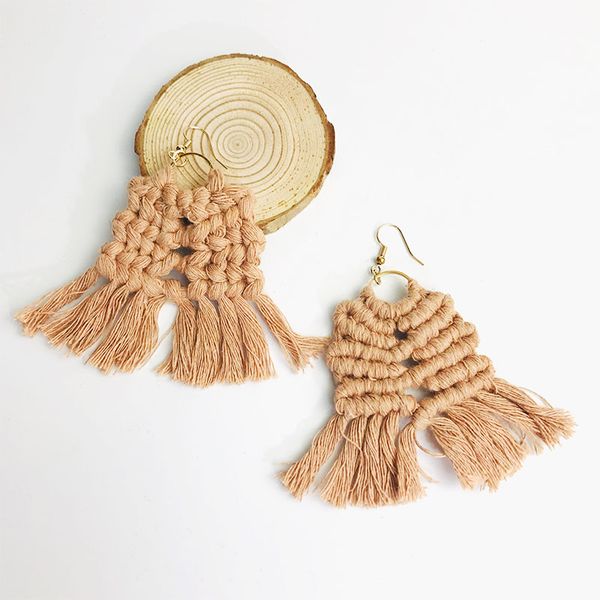

cpop new vintage boho ручного плетение макраме серьга невеста подарки ювелирные изделия этнического перо fringe кисточка серьга поставка изг, Silver