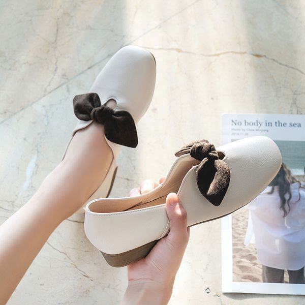 

shoes woman flats women's moccasins square toe shallow mouth modis elegant all-match casual female sneakers bow-knot dress 2020, Black