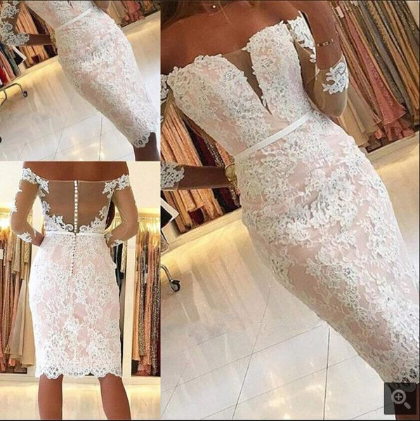 

2019 vestidos de fiesta pink lace short sheath column prom dress off the shoulder long sleeve petite prom gowns informal prom dresses, Black