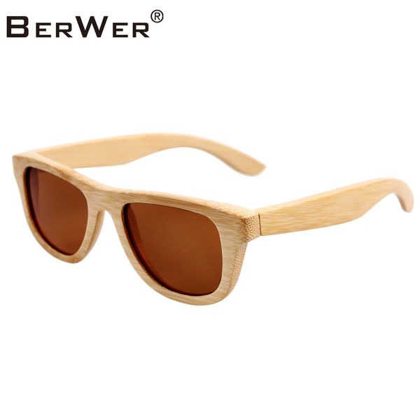 

berwer bamboo sunglasses men women small bamboo sun glasses retro de sol masculino 2019 handmade glasses with case, White;black