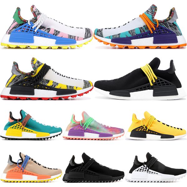 

2019 human race hu trail x pharrell williams men running shoes solar pack afro holi blank canvas trainers women sports sneakers us 5-11, White;red
