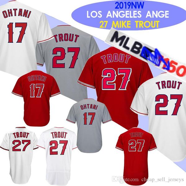 

27 Mike Trout jersey Los Angeles 17 Shohei Ohtani Ange baseball jerseys 150th patch