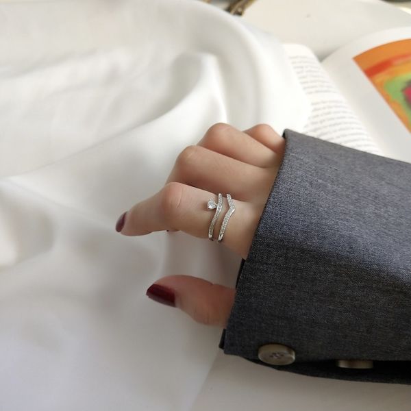 

1pc lady's authentic s925 sterling silver fine jewelry zirconia set micro pave geometric rings j317, Golden;silver