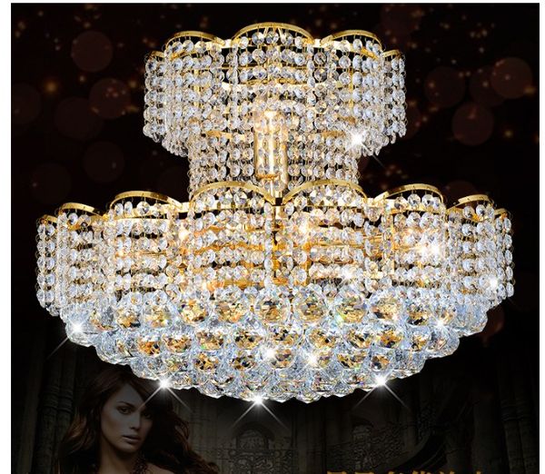 

Modern golden cry tal pendant lighting d50cm e14 led living room light fixture avize lu tre 90 240v pendant lamp