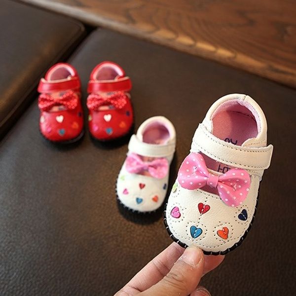 

детские кожаные flat bow малышей обувь мягкое дно весна и осень детская обувь для девочек сердце печати, Black;grey