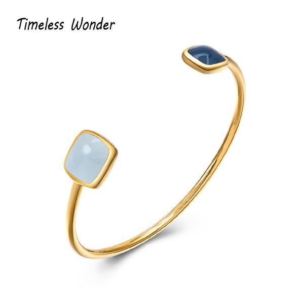 

timeless wonder glam clear stone open bangle bracelet women jewelry punk adjustable gothic boho hip hop trendy fine set ins 2512, Black